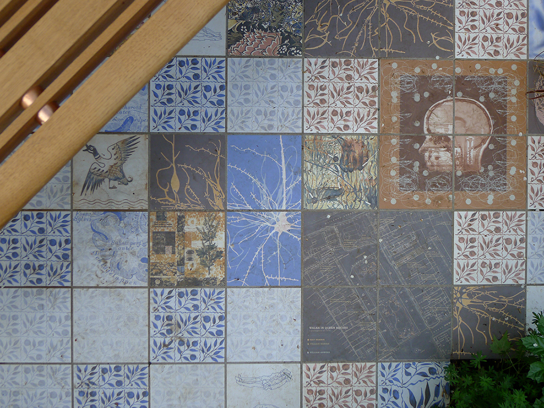 The tiles were designed by artist Sue Ridge and designer Andrew Thomas
